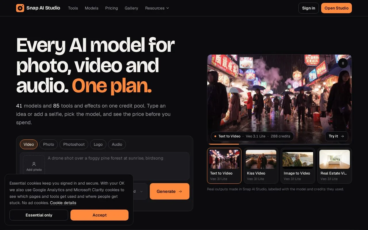 Snap AI Studio product screenshot