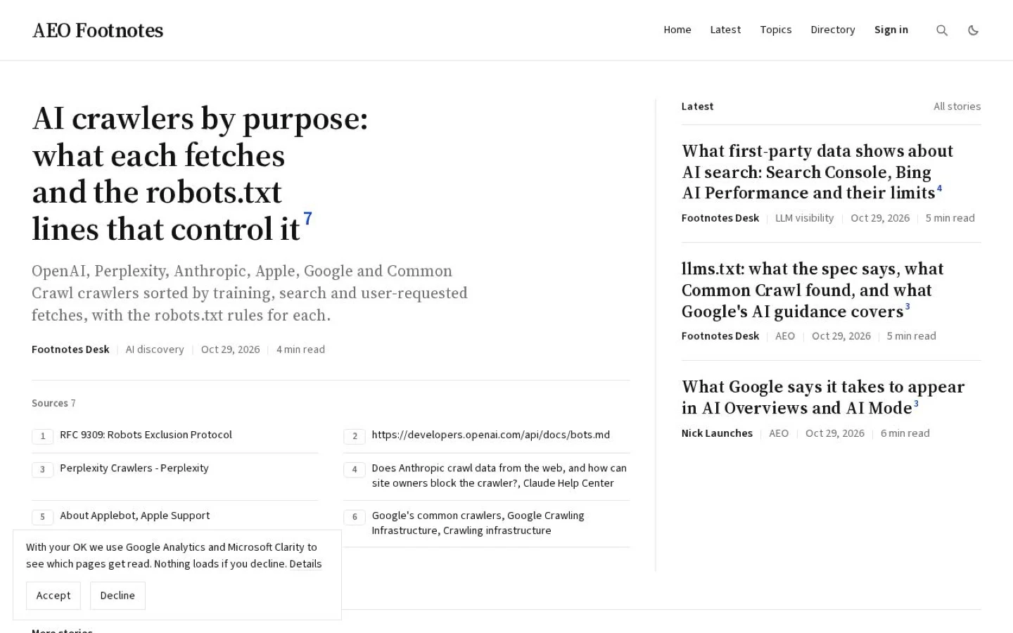 AEO Footnotes product screenshot