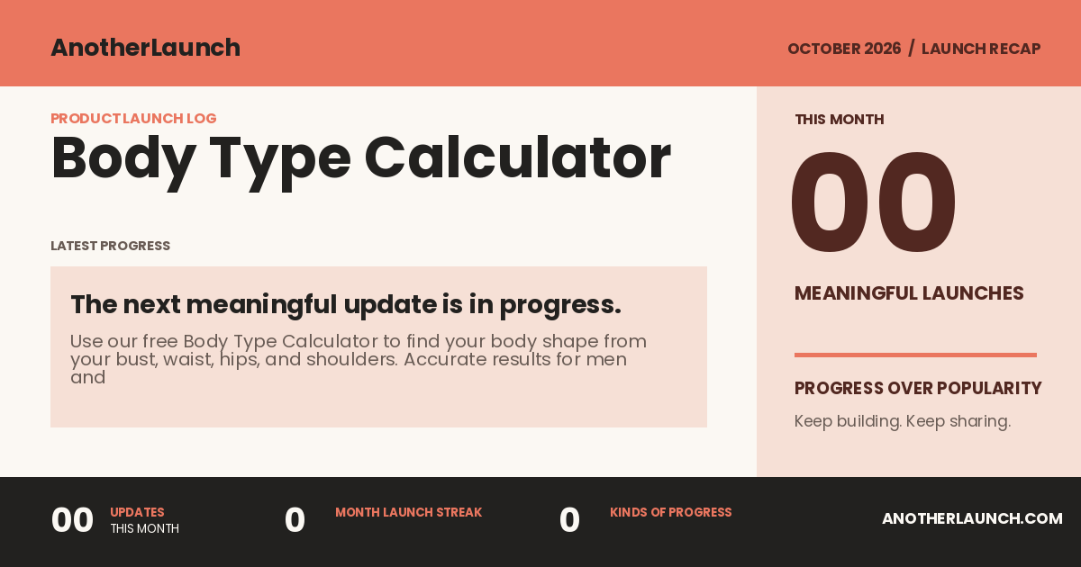 Body Type Calculator is preparing its next launch. share artwork