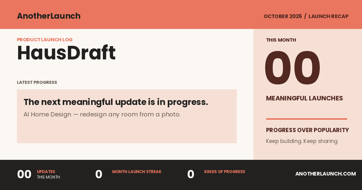 HausDraft is preparing its next launch. share artwork