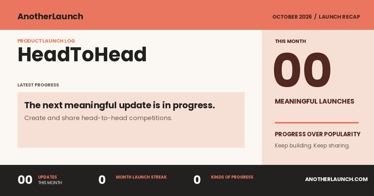 HeadToHead is preparing its next launch. share artwork