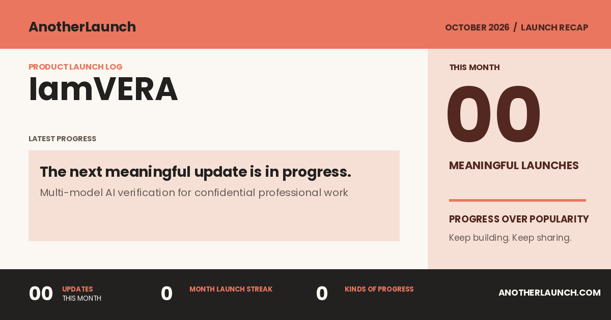 IamVERA is preparing its next launch. share artwork