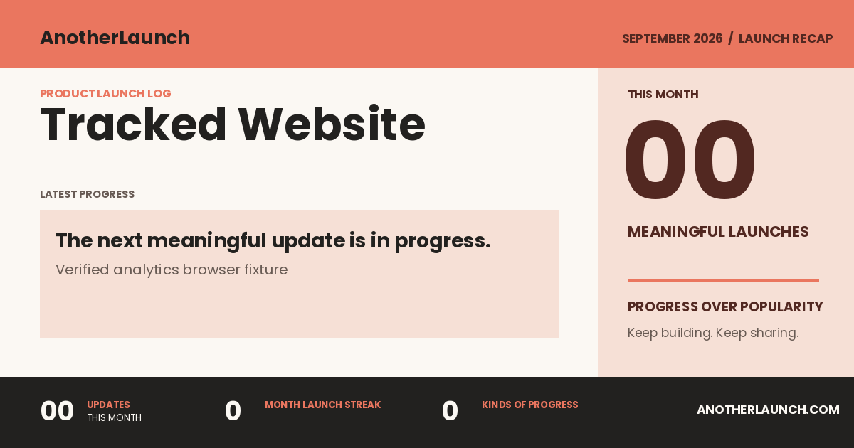 Tracked Website is preparing its next launch. share artwork