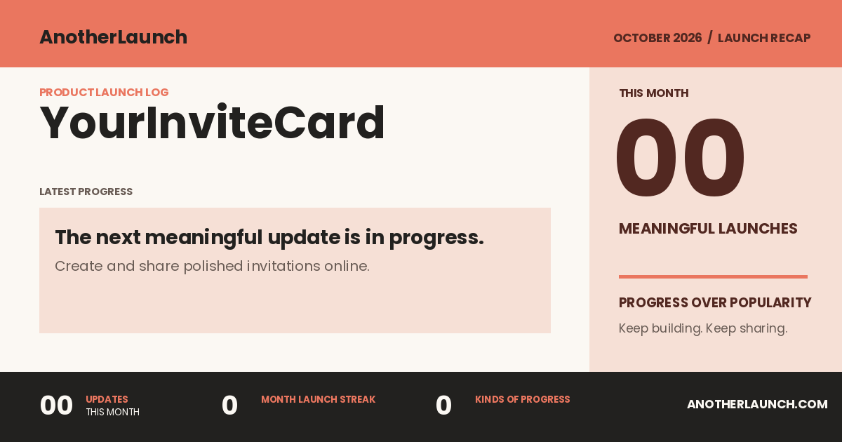 YourInviteCard is preparing its next launch. share artwork