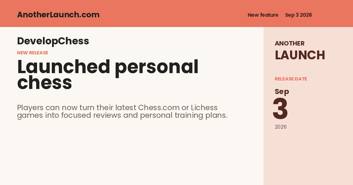 Share artwork for Launched personal chess coaching