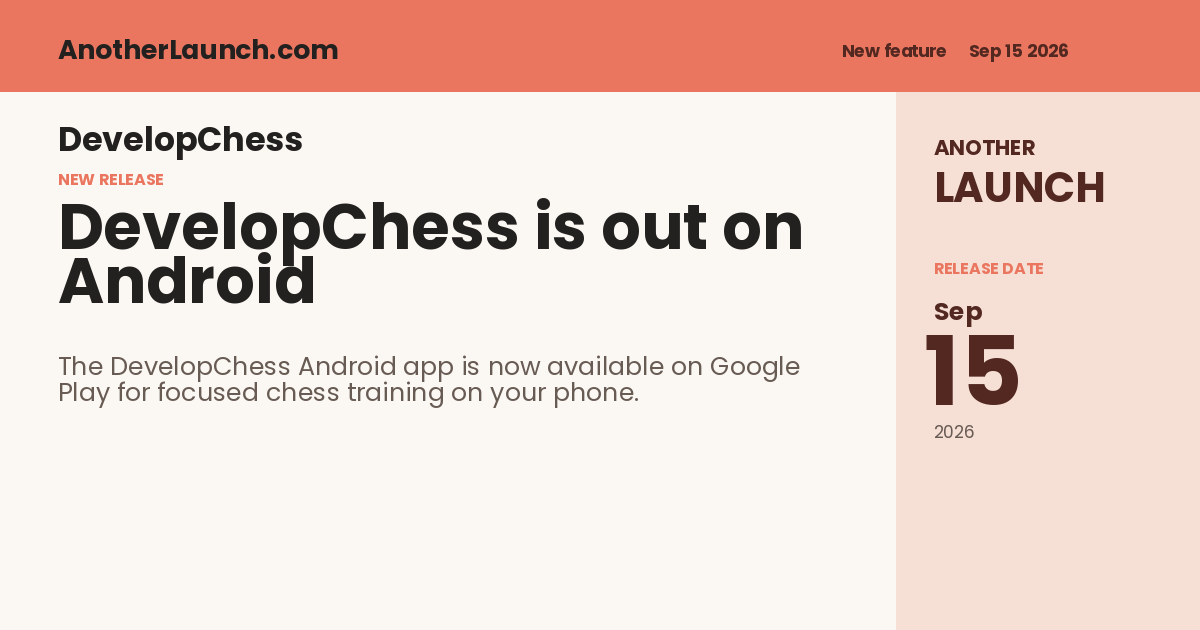 Share artwork for DevelopChess is out on Android
