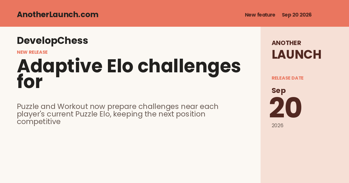 Share artwork for Adaptive Elo challenges for Puzzles and Workout