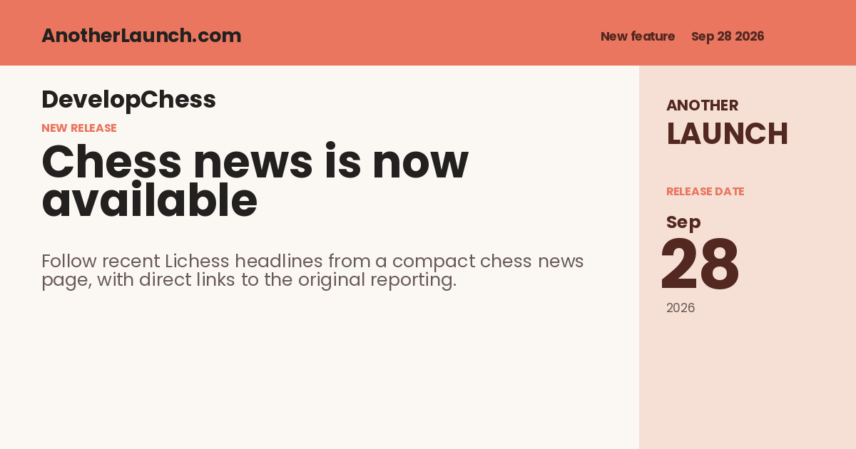 Share artwork for Chess news is now available on DevelopChess