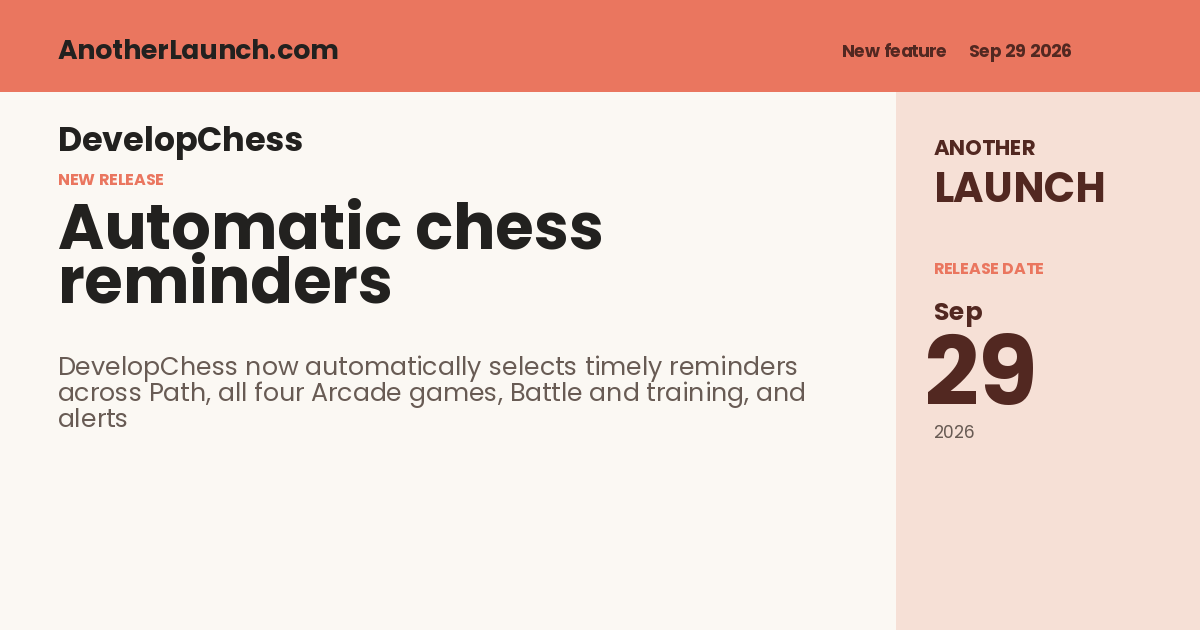 Share artwork for Automatic chess reminders across training and games