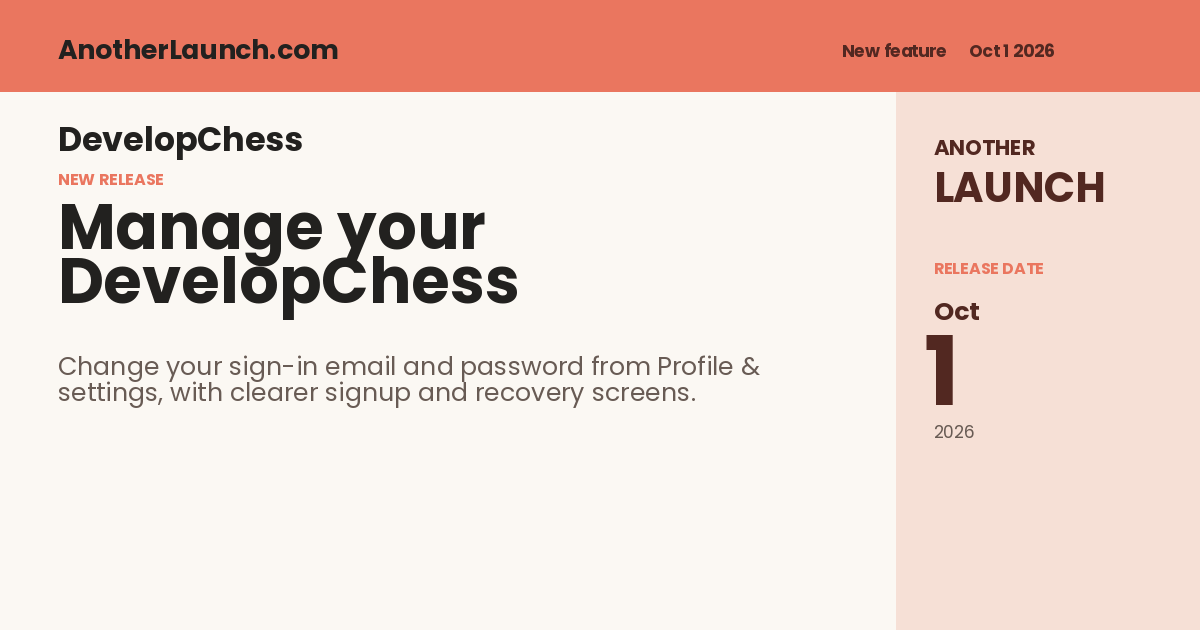 Share artwork for Manage your DevelopChess email and password